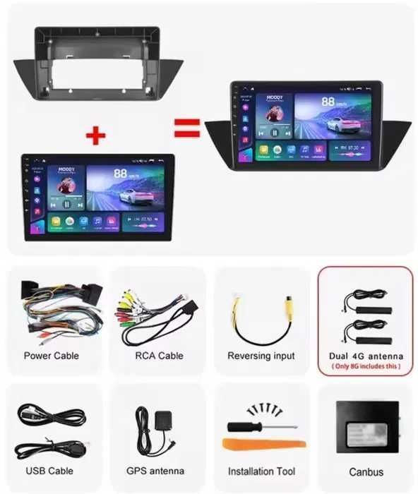 1-8GB Navigatie Android BMW X1 E84 2009-2015 - WIFI, BT, USB CARPLAY