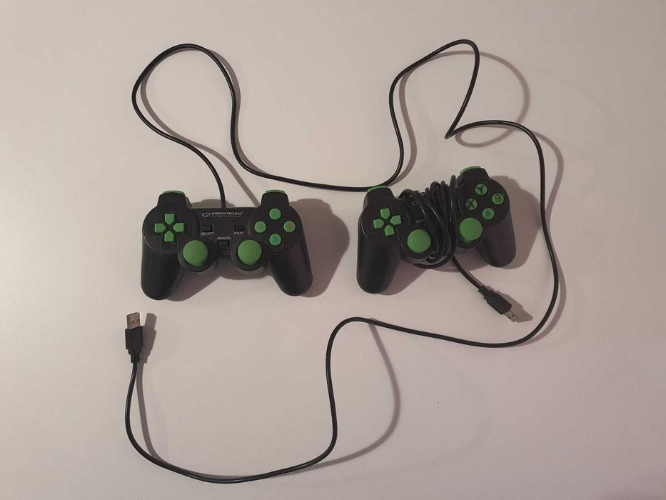 Set 2 controllere USB Esperanza (verde/negru), funcționale 100%