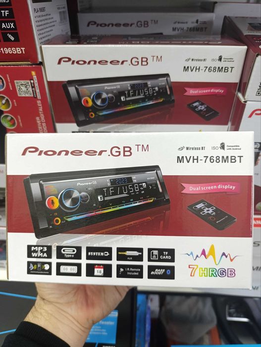 Pioneer Magnitafon 768 BT Bluetooth Radio,USB, AUX, Kuchli ovoz