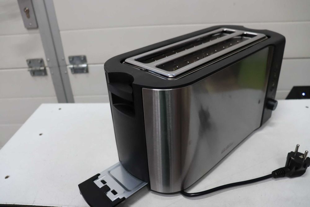 Автоматичен тостер Severin, 2 дълги отделения, побира до 4 филийки хляб, 1400 W, AT 2590, неръждаема стомана/черен
