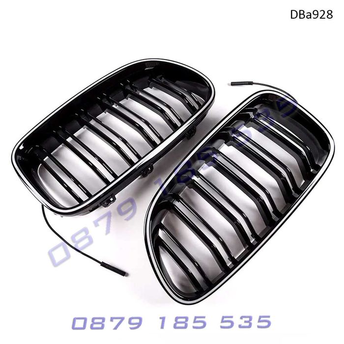 LED светещи двойни бъбреци BMW 5 F10 лед грил решетки бмв ф10 черни