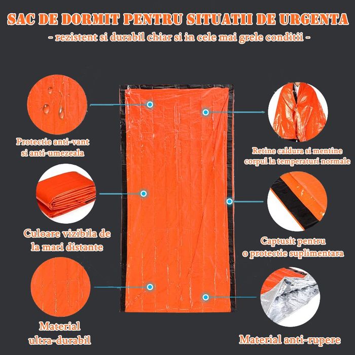 Sac dormit IdeallStore®, Sleep Tight, polietilena, 210x90, portocaliu