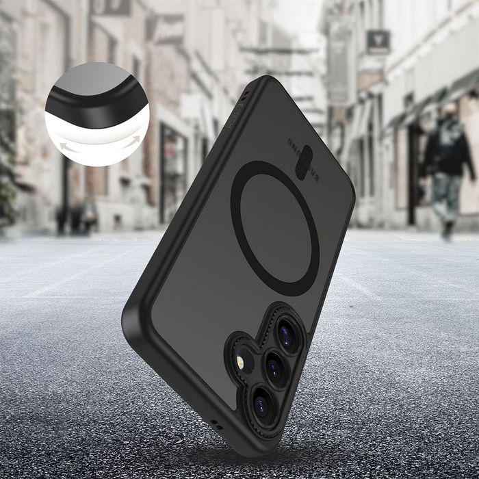 Матов magsafe кейс за samsung galaxy s25+ plus - черен