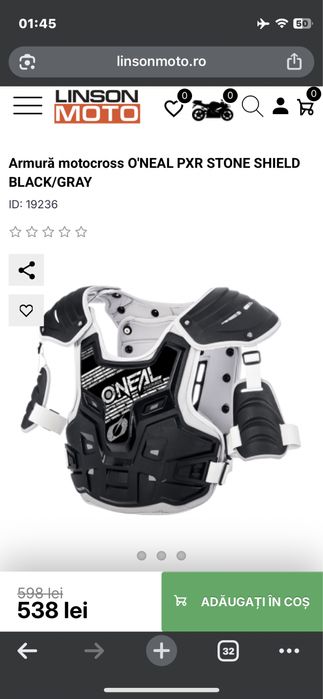 Armura moto O’Neal nefolosita masura universala