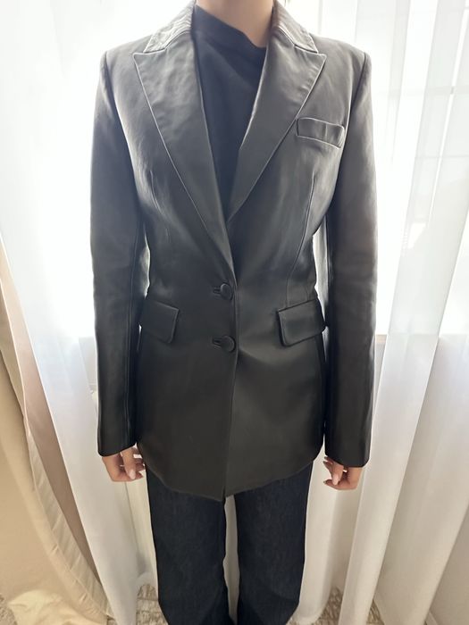 кожаный пиджак off white