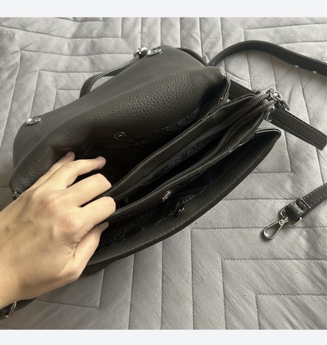 Кожаная сумка серого цвета