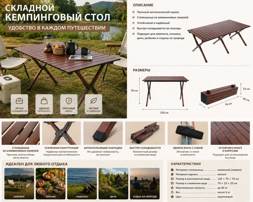 Туристический складной стол