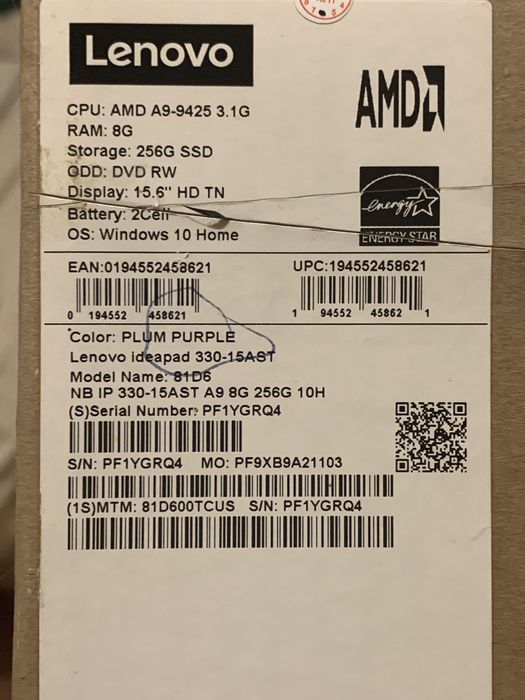 Ноутбук lenovo ideapad 330 15AST б/у