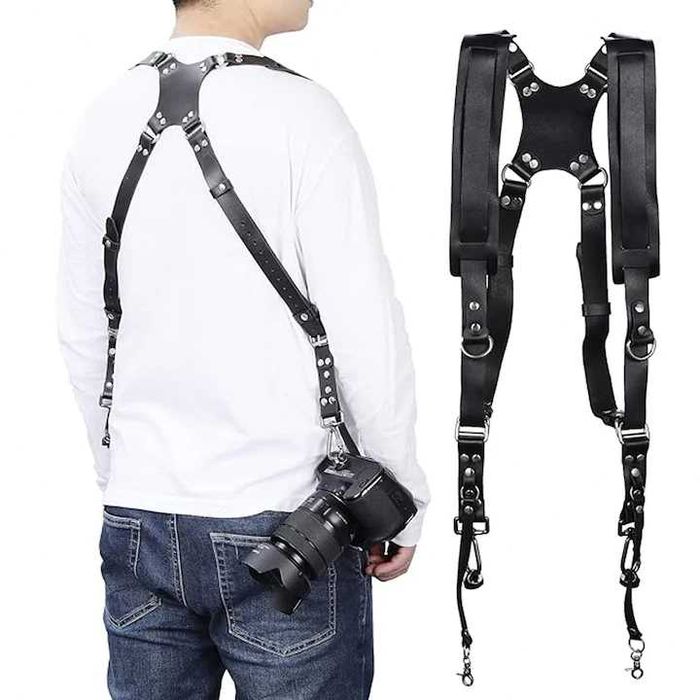 Ham dublu pentru aparate foto din piele – NOU / nefolosit