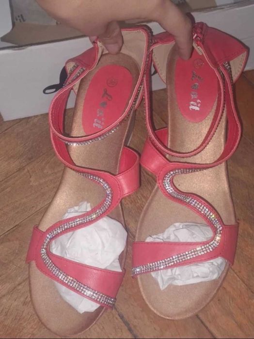 Red sparkly sandals