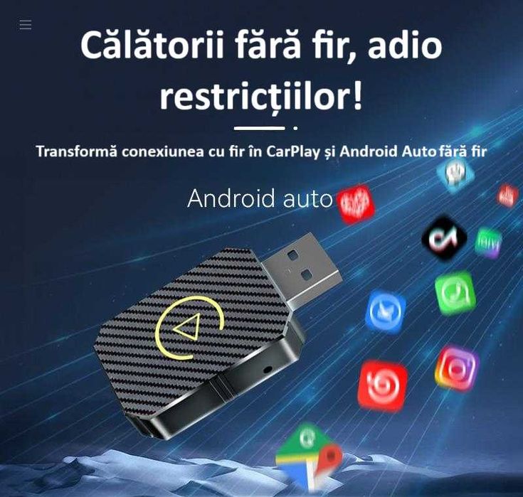 Adaptor Wireless Android Auto/Apple Carplay ZYTEQ® Q1M Universal, Nou