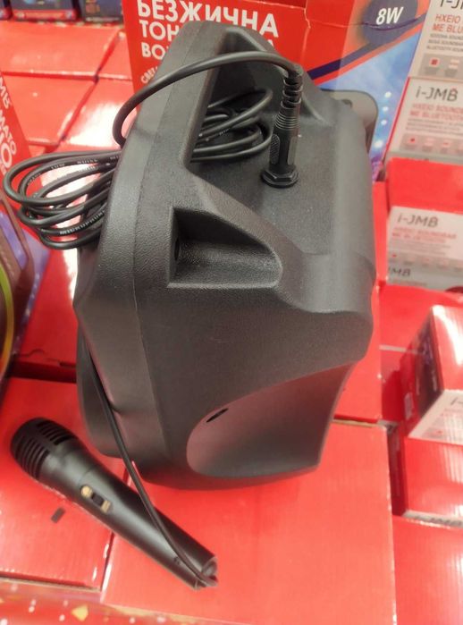 Bluetooth безжична караоке тонколона с микрофон и LED 8W 18.9x14.5x26.3см