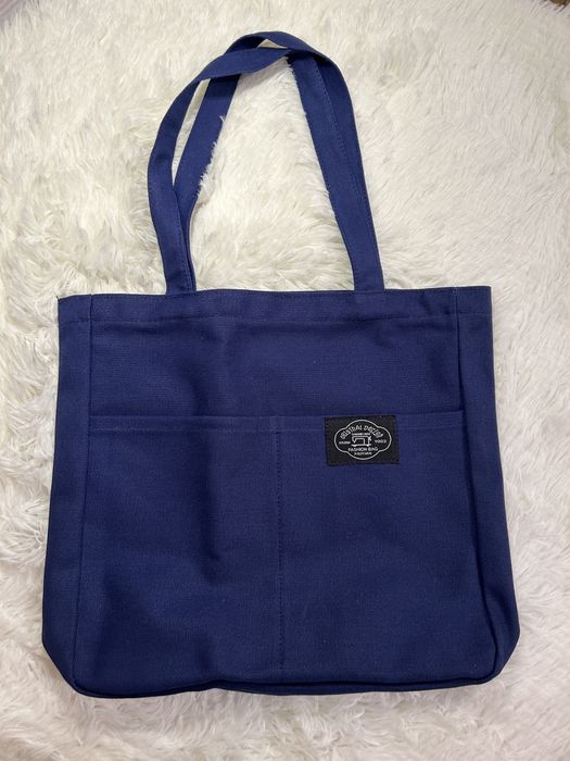 Синий шоппер из плотной ткани