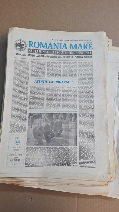 Lot ziare vechi Romania Mare, 64 ediții anii 1990-1991 Istoria presei românești
