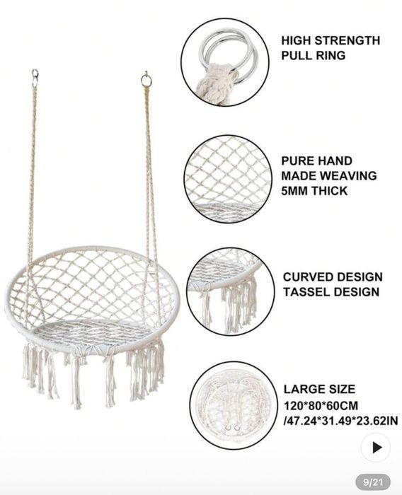 Leagan/hamac suspendat cu spatar tip cuib