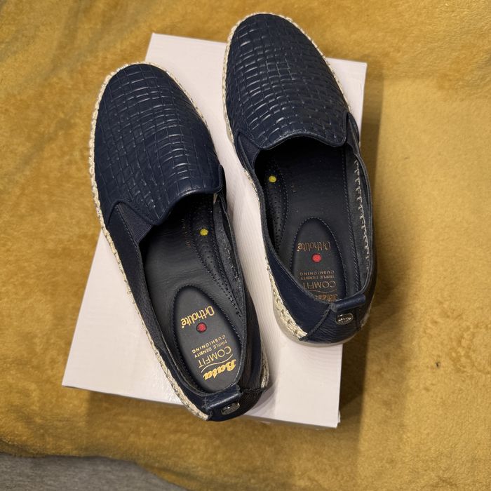 Espadrile damă piele - croco bleumarin