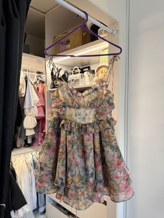 Babydoll chiffon dress butterfly print