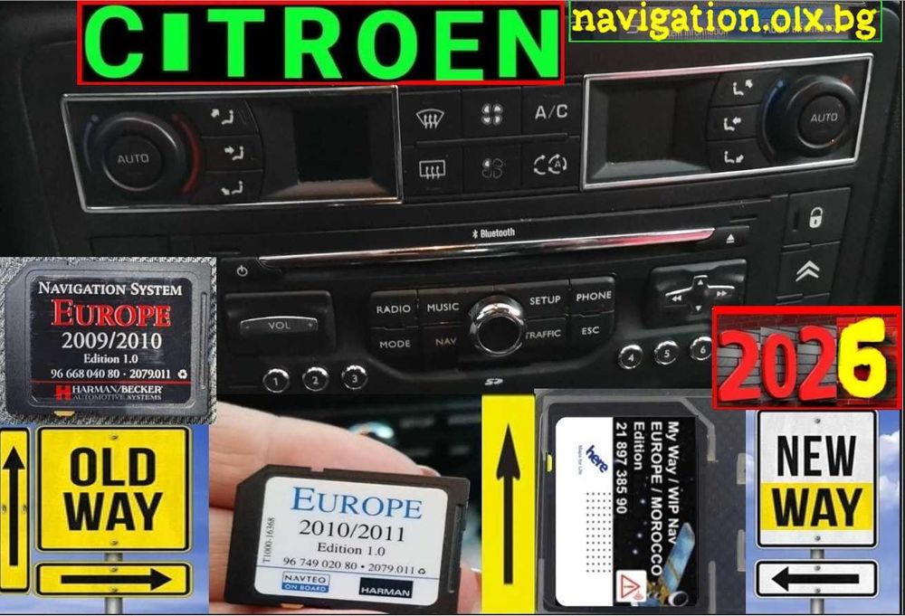 Карти 2026 SD карта Citroen RNEG MyWay C3 C4 C5 Picasso Jumpy Berlingo