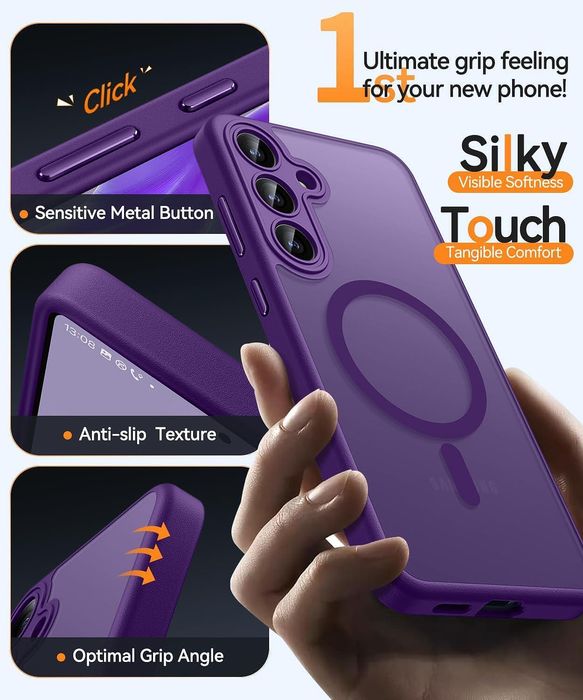 Матов magsafe кейс за samsung galaxy s25+ plus - лилав