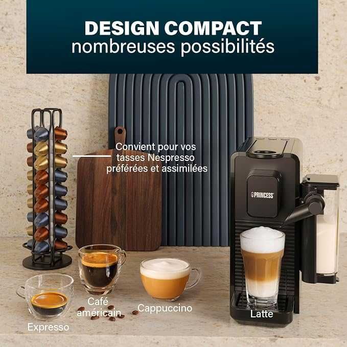 Капсулна кафемашина Princess Capsule and Latte Pro, съвместима с Nespresso капсули