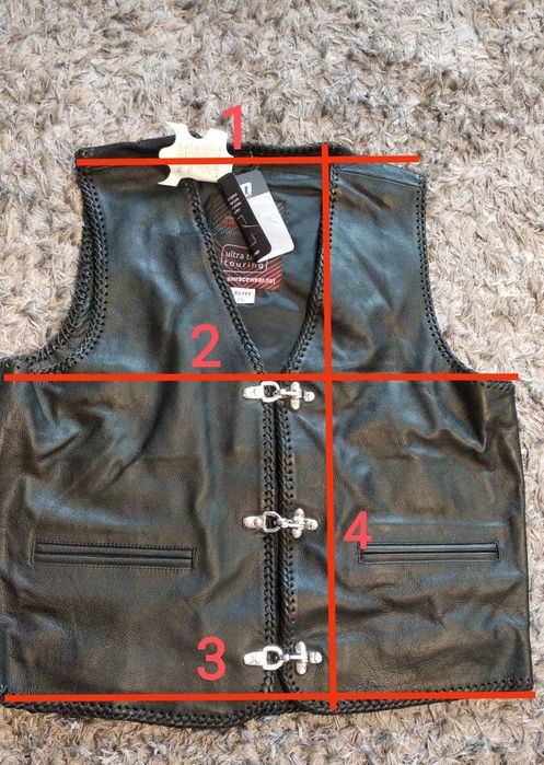 Vesta moto piele naturala SM Sinister +șnur lateral S, M, L,XL,2XL,3XL