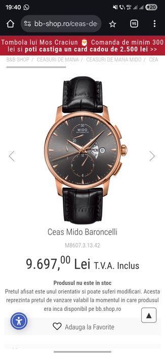 Vând Ceas MIRO Baroncelli cronograf, automatic, Valjoux 7750 decorat