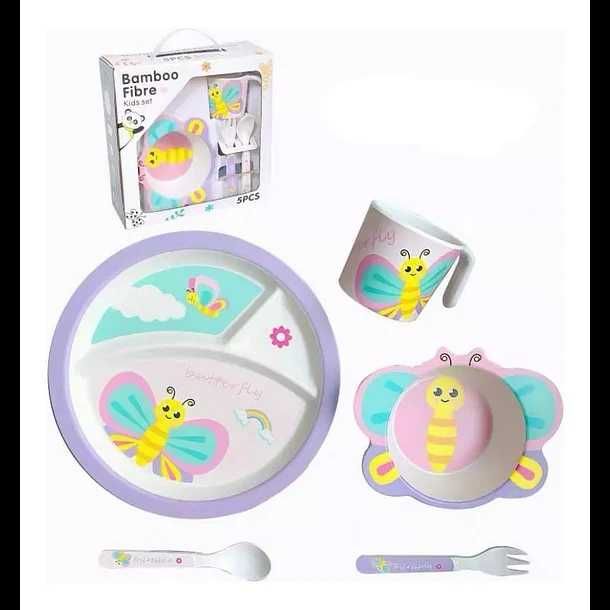 Детски комплект за хранене Bamboo Butterfly прибори за хранене