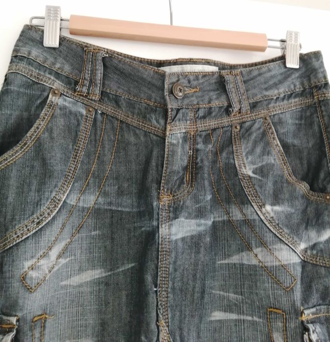 Fusta Mini Bleu denim model army masura M cu buzunare