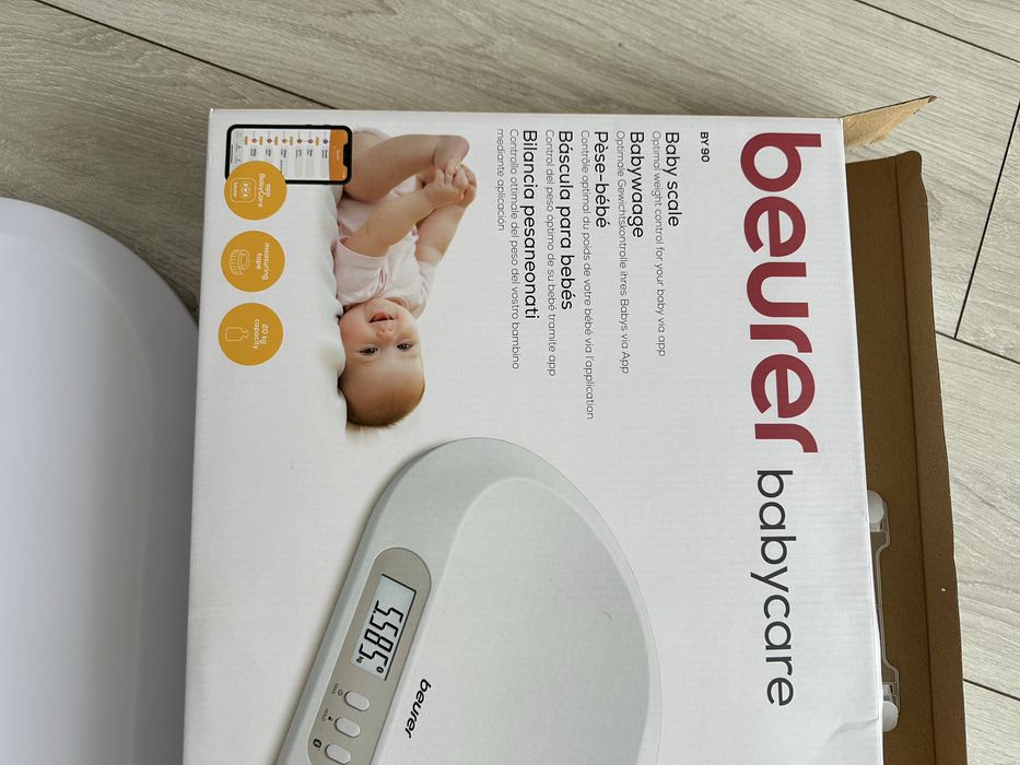Cantar electronic pentru copii, Beurer, BY 90, Smart, LCD, Bluetooth, 20 kg, Alb