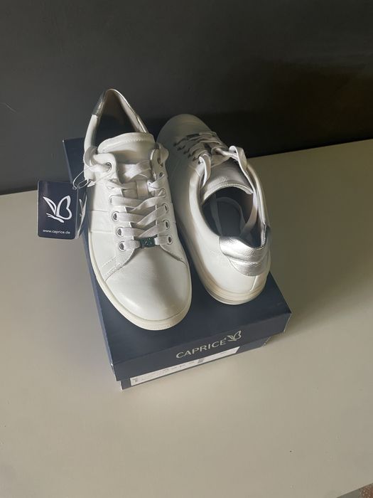 Sneakers piele damă CAPRICE White Nappa • Mărimea 38.5 • Noi în cutie