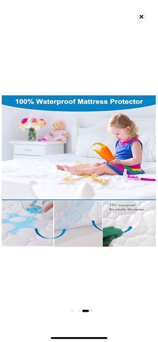 Cearceaf pat, Rezistent poliester/TPU, Impermeabil, 120x200x35cm, Alb