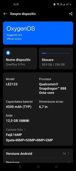 Schimb oneplus 9 pro cu 12,13 sau 13 mimi