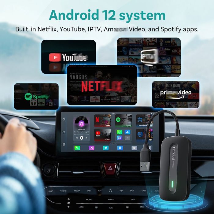 OTTOCAST Play2Video Express Безжичен CarPlay Android Auto адаптер за YouTube Netflix за Volvo Chevrolet VW Автомобилни аксесоари