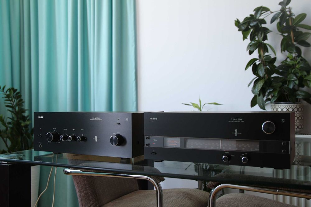 Amplificator Philips AH 590 si Radio Philips AH 690 cutii de lemn