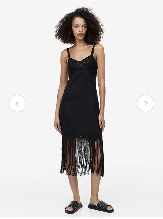Zara H&M черна рокля с лен