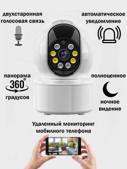 Камера видеонаблюдения, поворотная, 4G, Wi-Fi, 360 градусов