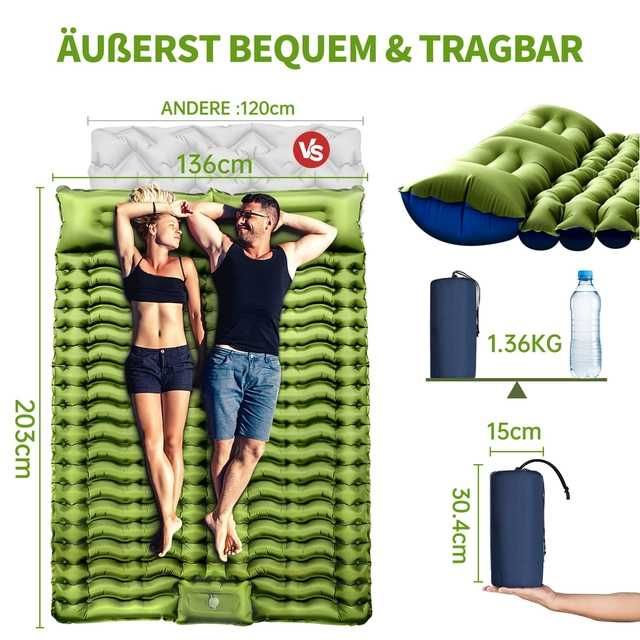 Saltea Autogonflabila,10cm, Cu Pompa Picior, 2 Persoane TRANSP GRATUIT