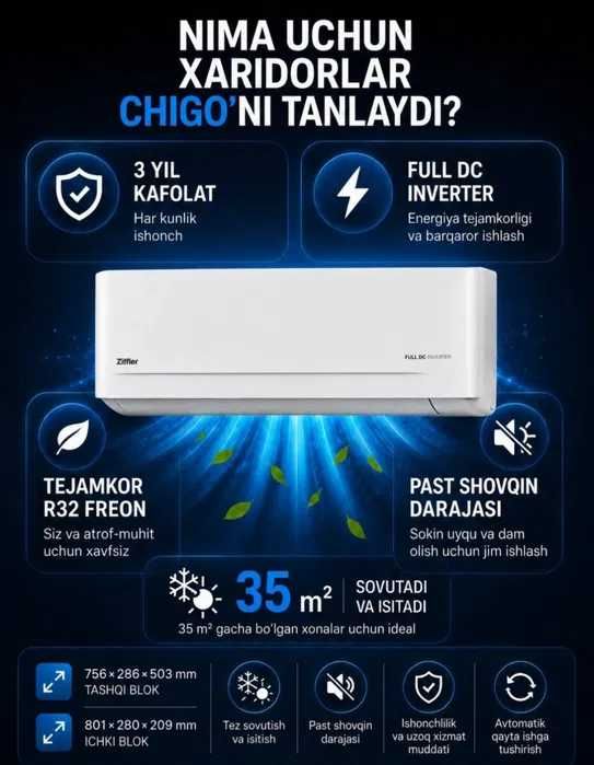 Кондиционер ZIFFLER DC Inverrtor/Все модели/АКЦИЯ/С доставкой