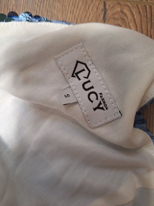 Официална синя рокля с пайети Lucy