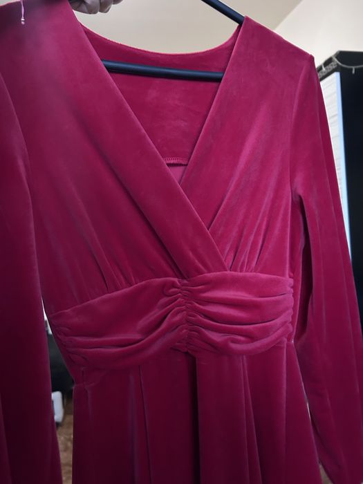 Елегантна дълга рокля плюш, кадифе уникална