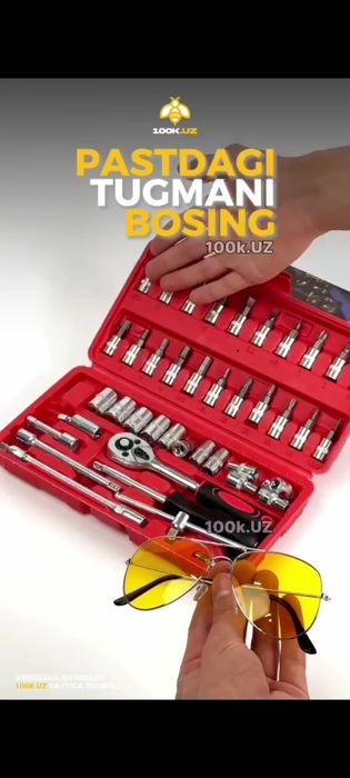 46 ta kluchlar to'plami  va Mashina uchun quyosh nuridan qaytaruvchi k