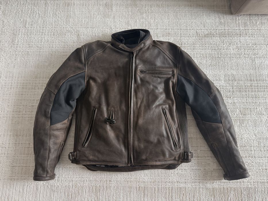 Geaca moto din piele cu airbag Helite Roadster maro