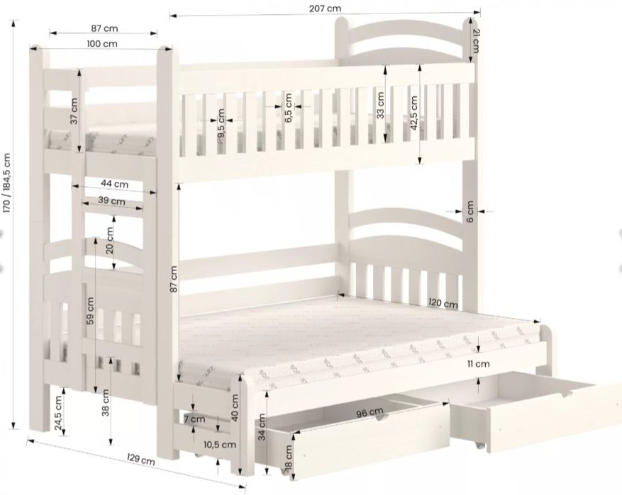 Pat suprapus copii  din lemn masiv