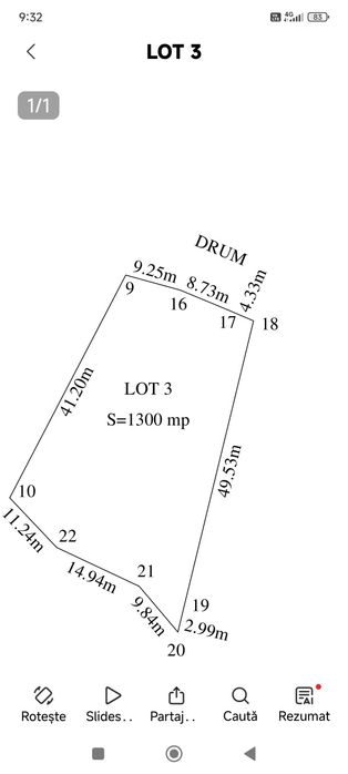 Teren  intravilan Roșiori.(Bt) 22,31m  deschidere  utilități,
