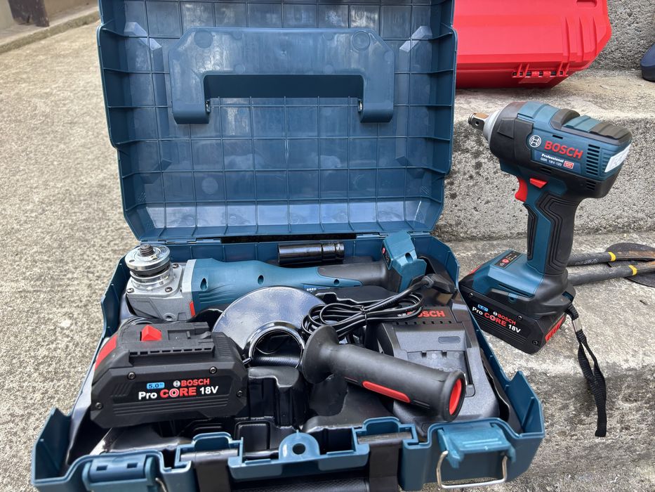 Комплект машини Bosch Professional + Milwaukee – гайковерт и ъглошлайфи