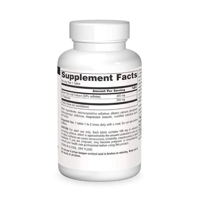 Кофеин + L-теанин от Source Naturals, Caffeine + L-Theanine, энергия и