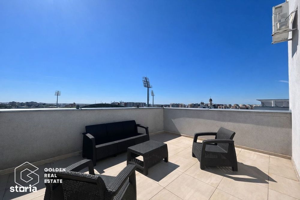 Penthouse Ared Uta, amenajat modern, vedere panoramica spre Stadionul