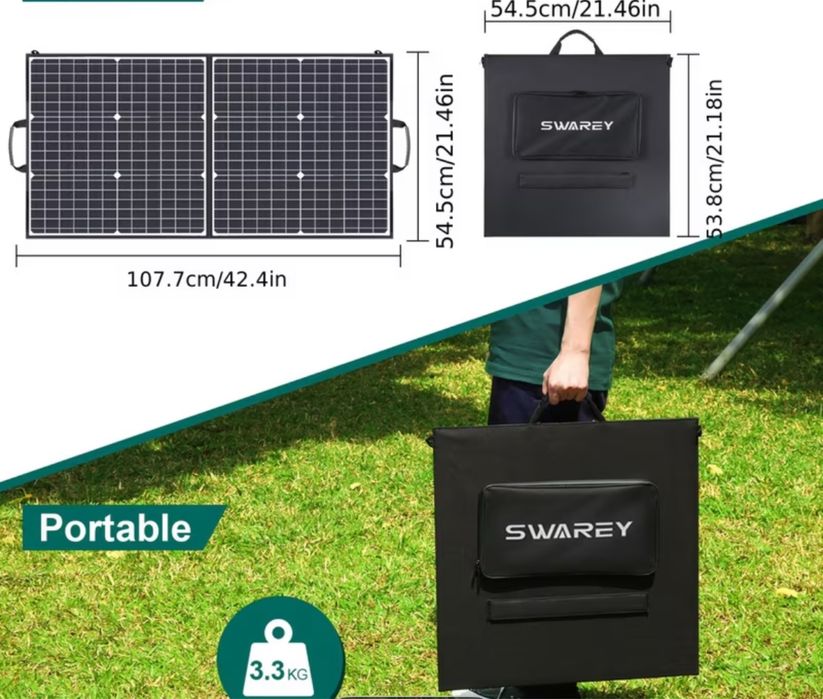 ПОСЛЕДЕН! с 24м ГАРАНЦИЯ! Оригинален комплект Swarey S500 + Swarey 100W Соларен Панел. Отлично Off-Grid Решение за Къмпинг, Кемпер, Каравана и Риболов