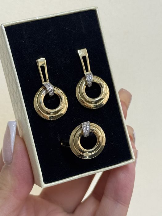 Золото Комплект Серьги Кольцо