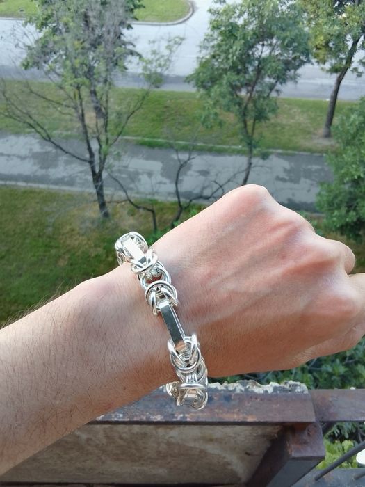 Сребърна Гривна Царска Плетка-55грама.